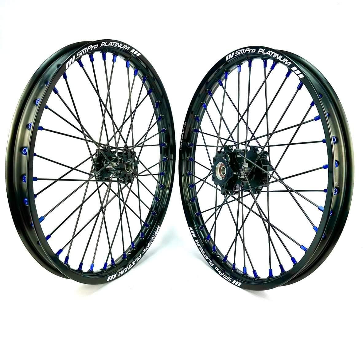 Surron 19" SM Pro Wheel Set Black Hubs / Black Spokes / Blue Nipples